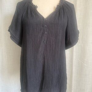 Wonderly Peasant Top. Charcoal Grey. Size Large.